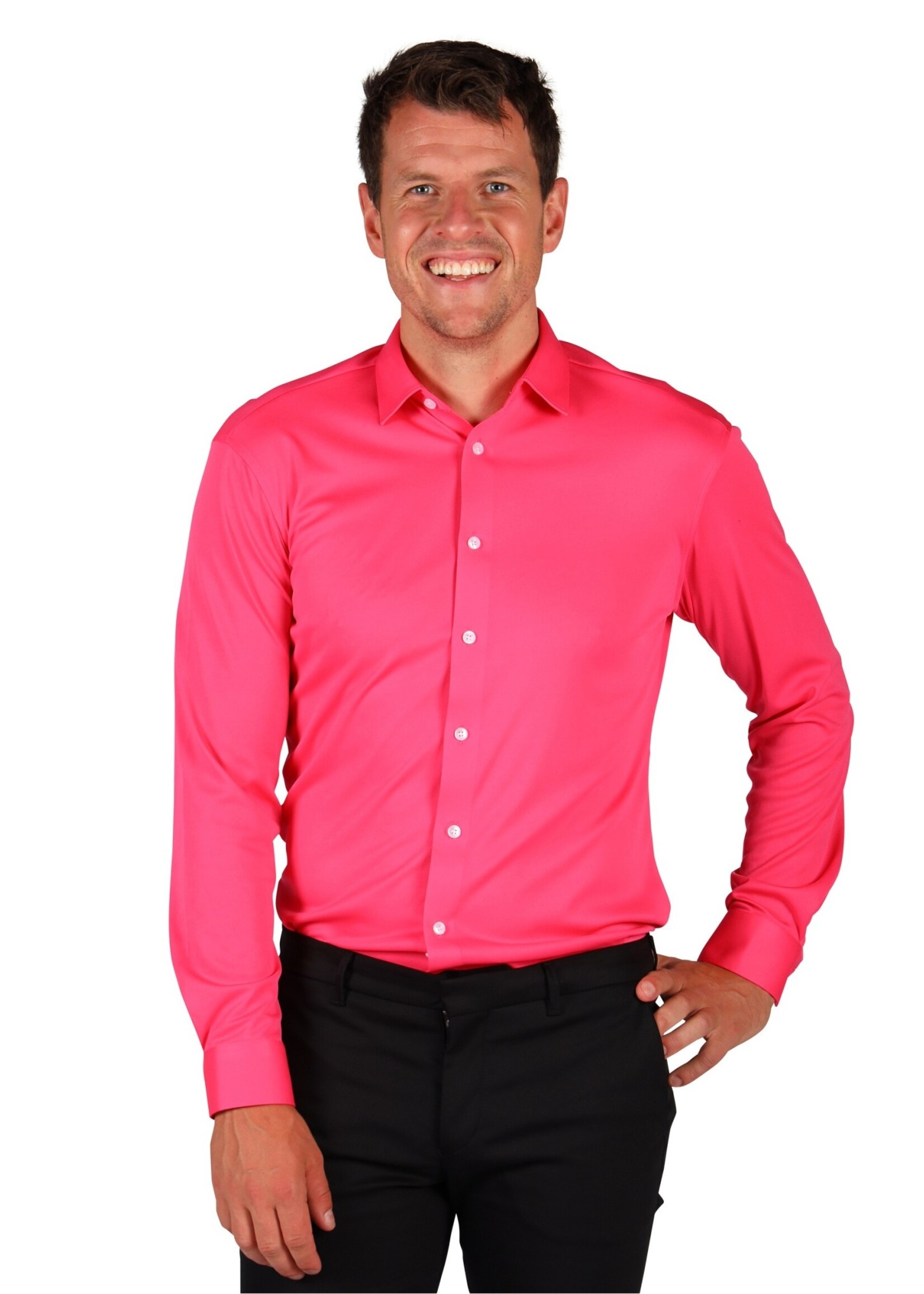 Feestkleding Breda Herenhemd "Basic colours" Neonpink