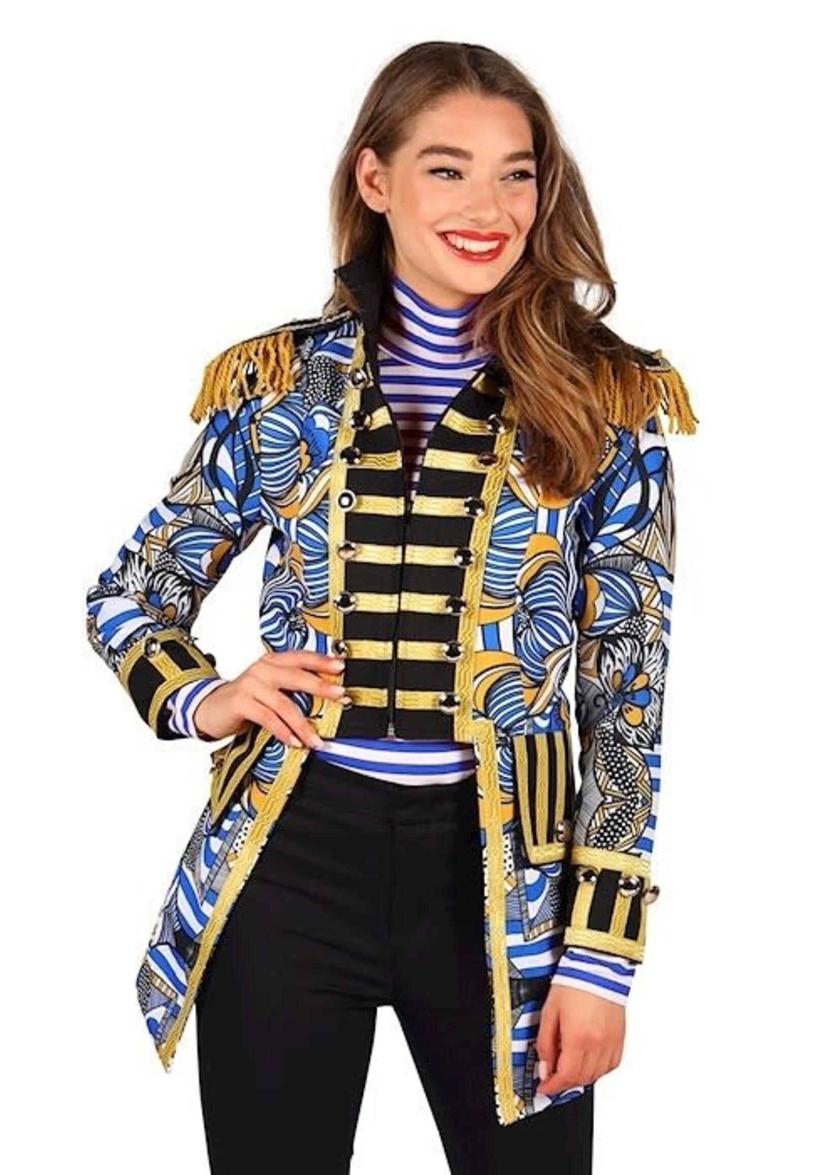 Thetru Damesjas African Look Blauw-Wit