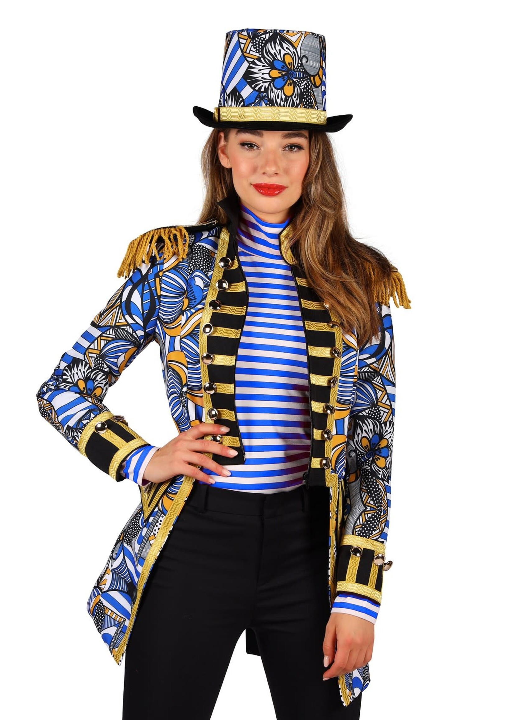 Thetru Damesjas African Look Blauw-Wit