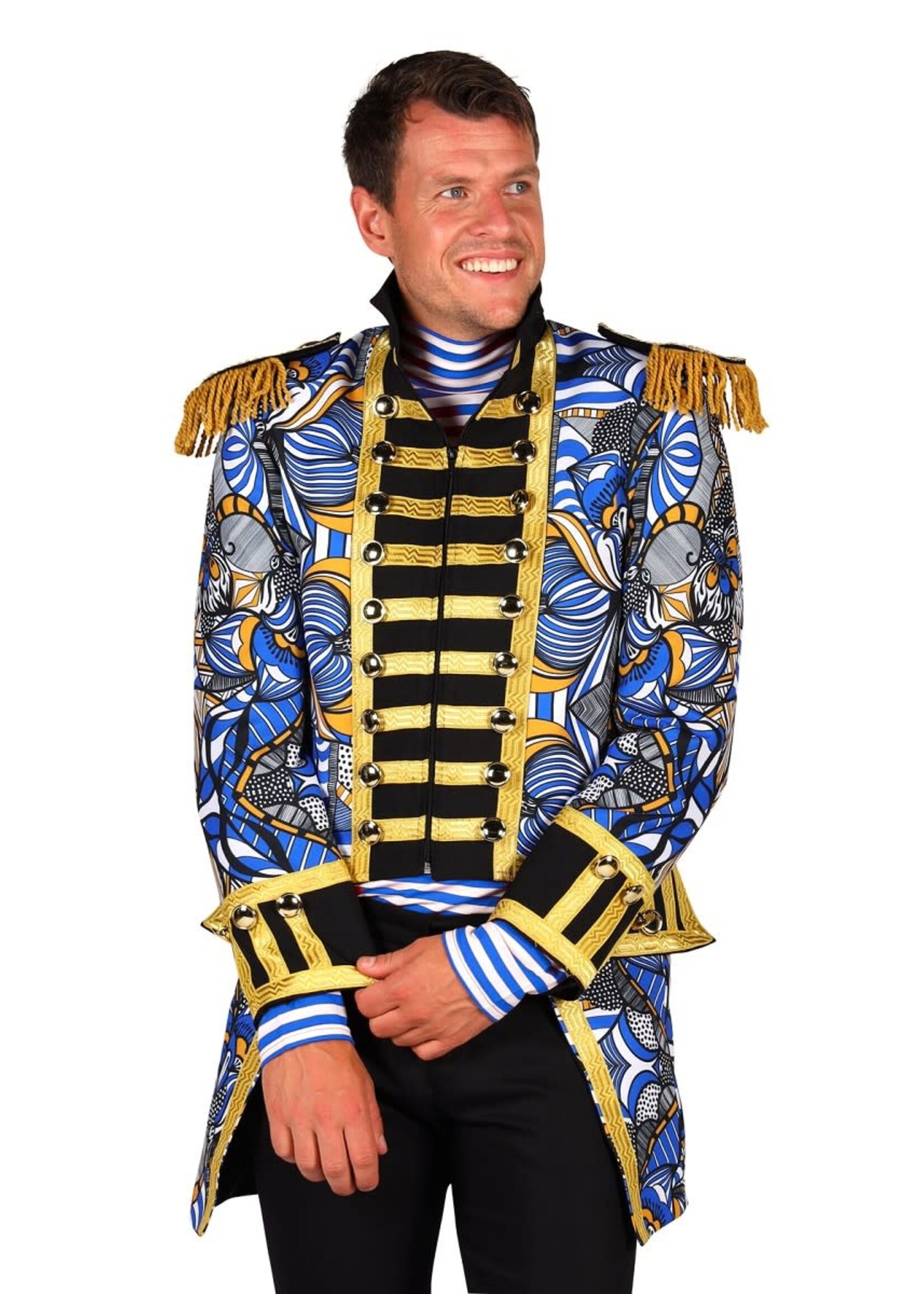 Thetru Herenjas African look, Blauw-Wit