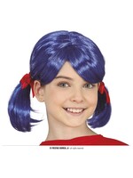 Fiestas Guirca Kinderpruik blauw kort met staartjes