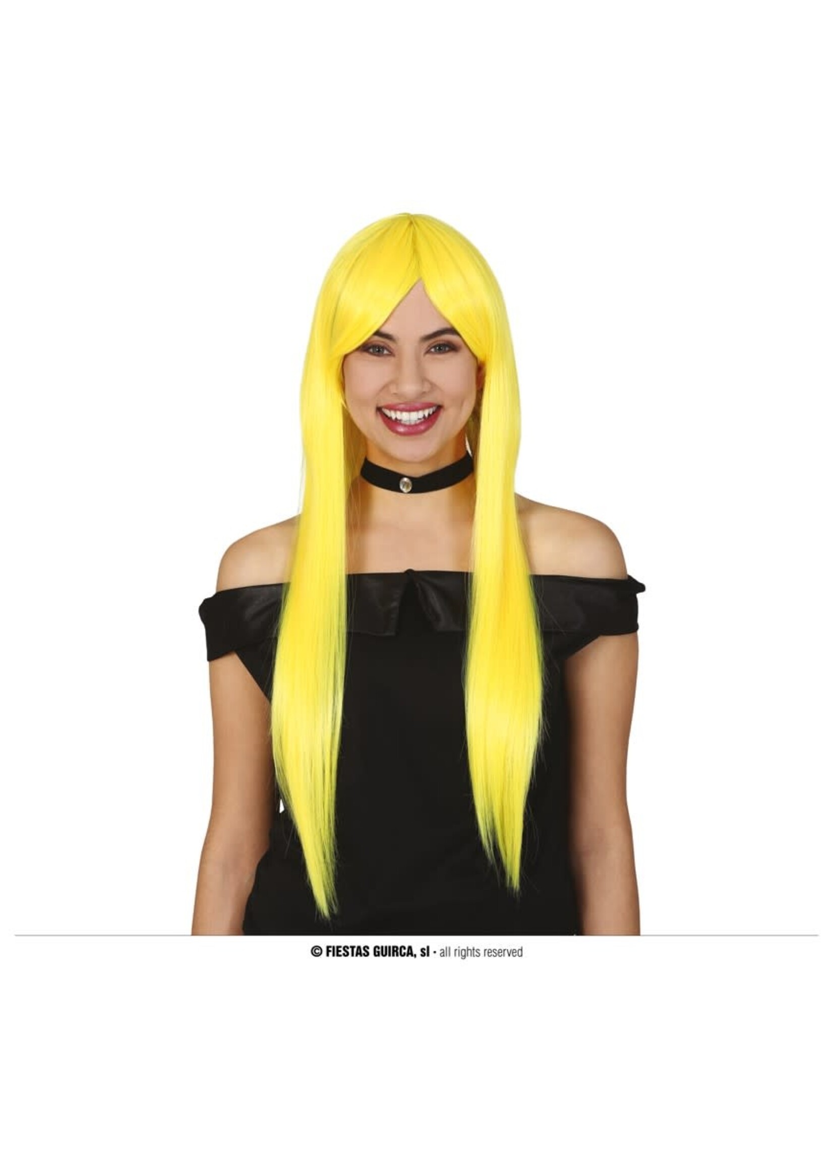 Feestkleding Breda Pruik geel lang haar