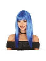 Feestkleding Breda Pruik blauw dames