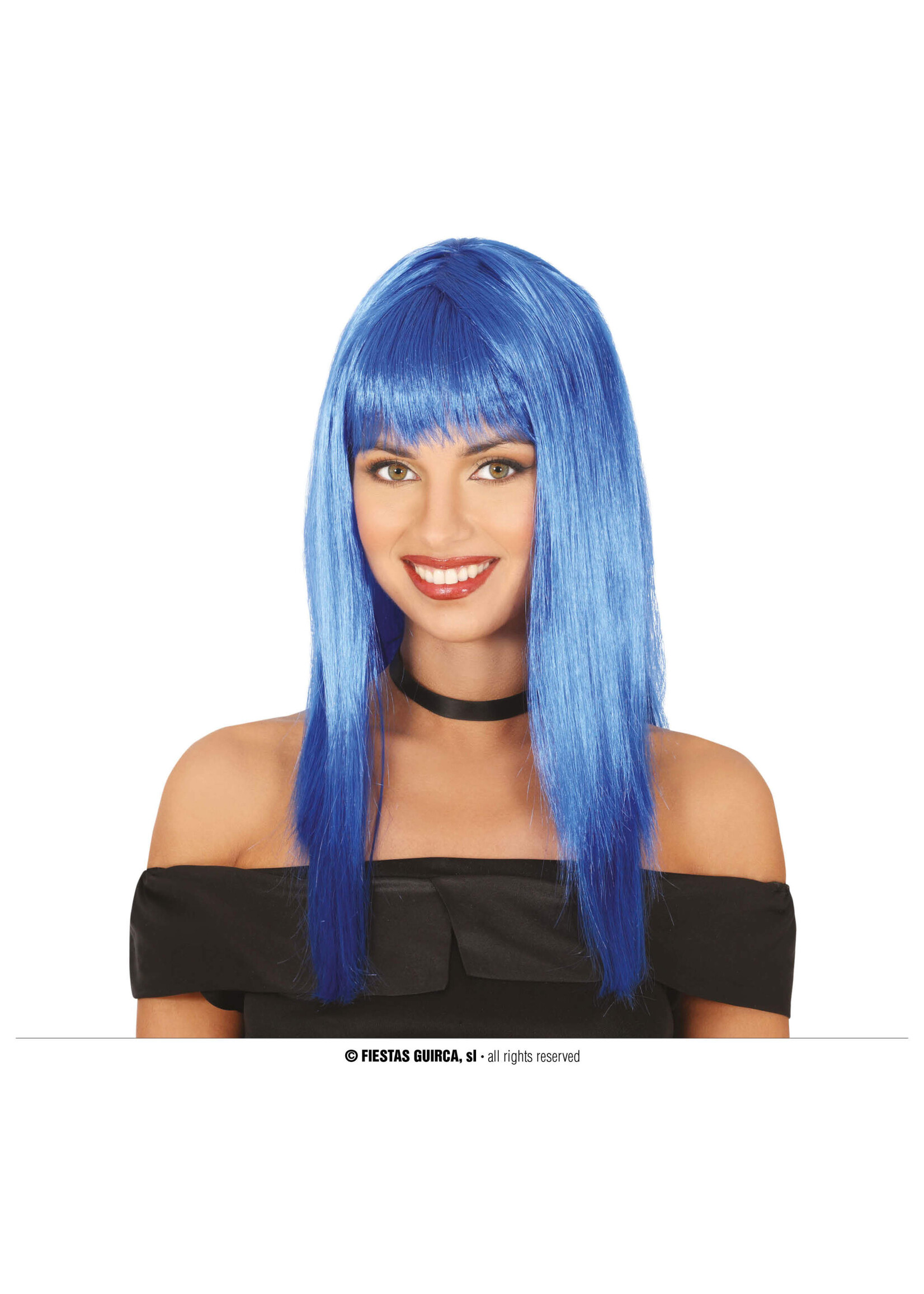 Feestkleding Breda Pruik blauw dames