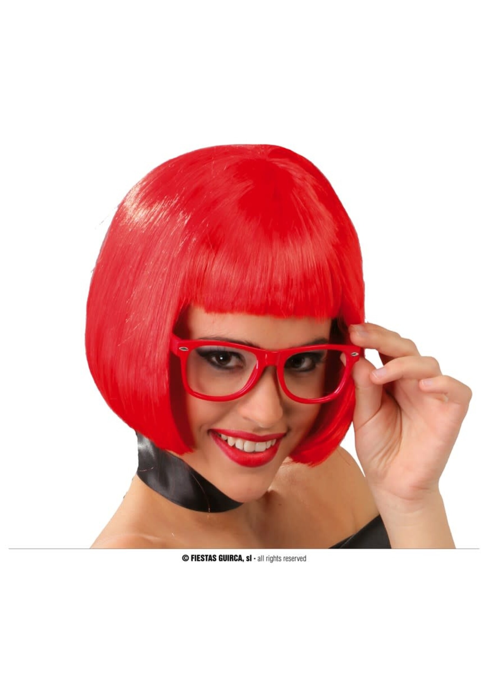 Feestkleding Breda Pruik dames rood kort