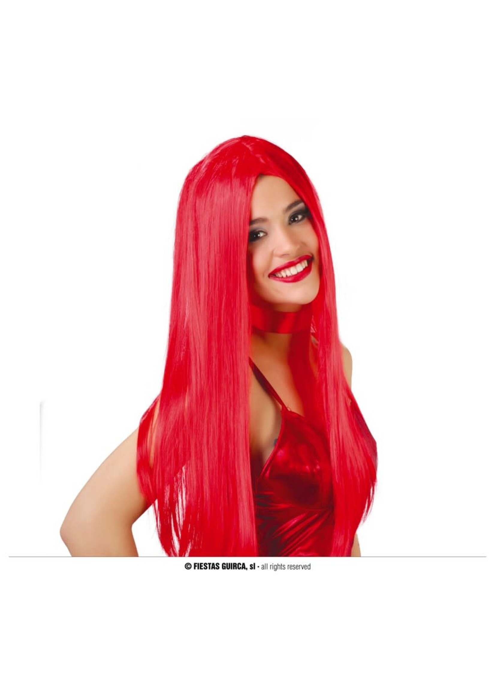 Feestkleding Breda Pruik rood lang haar