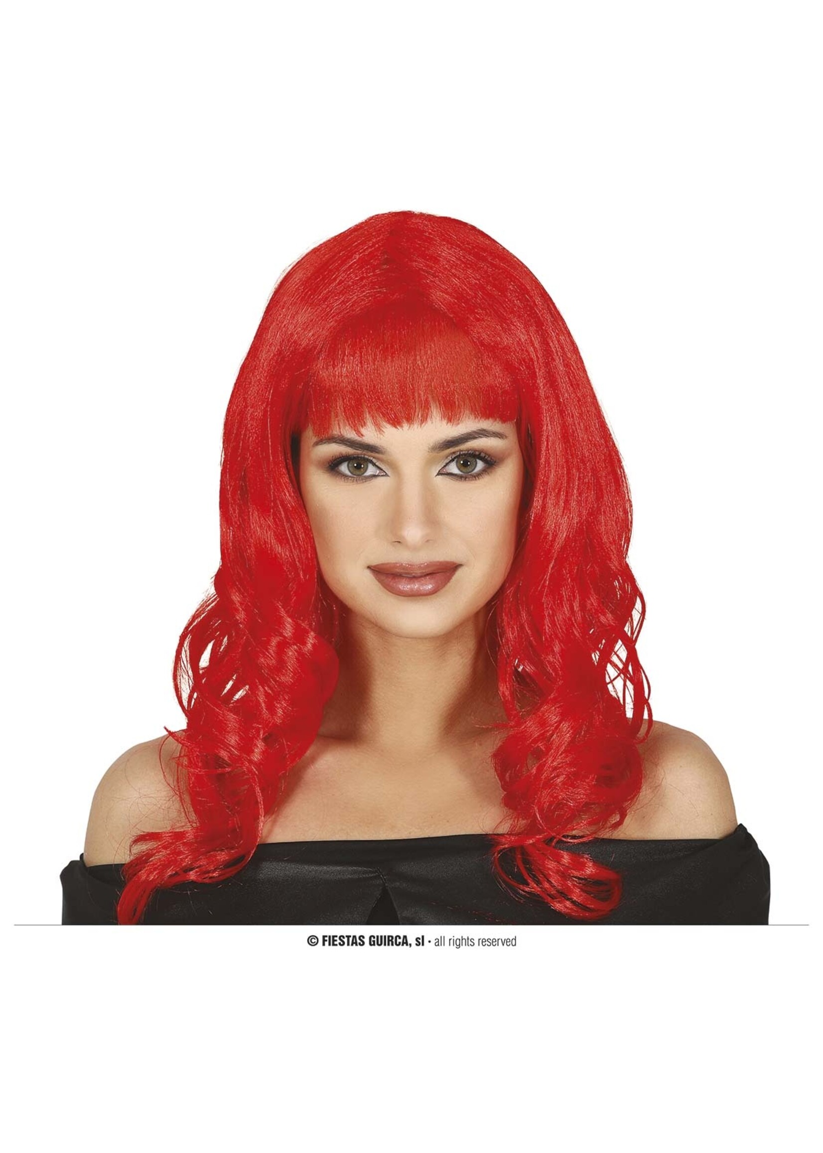 Feestkleding Breda Pruik rood lang haar