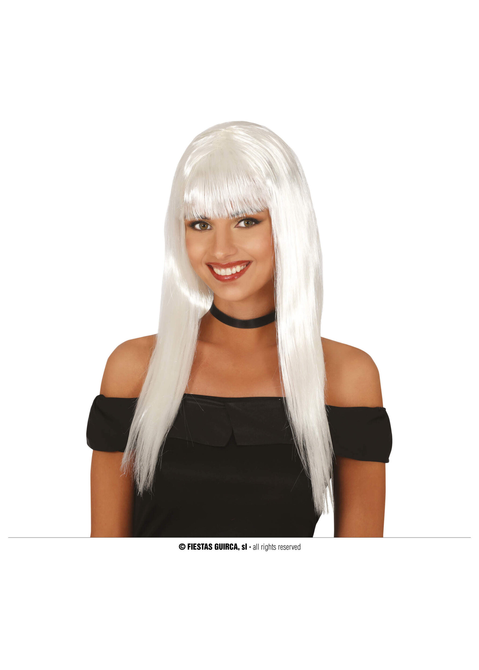 Feestkleding Breda Pruik wit lang haar