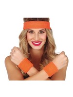 Feestkleding Breda Zweetbandjes set oranje