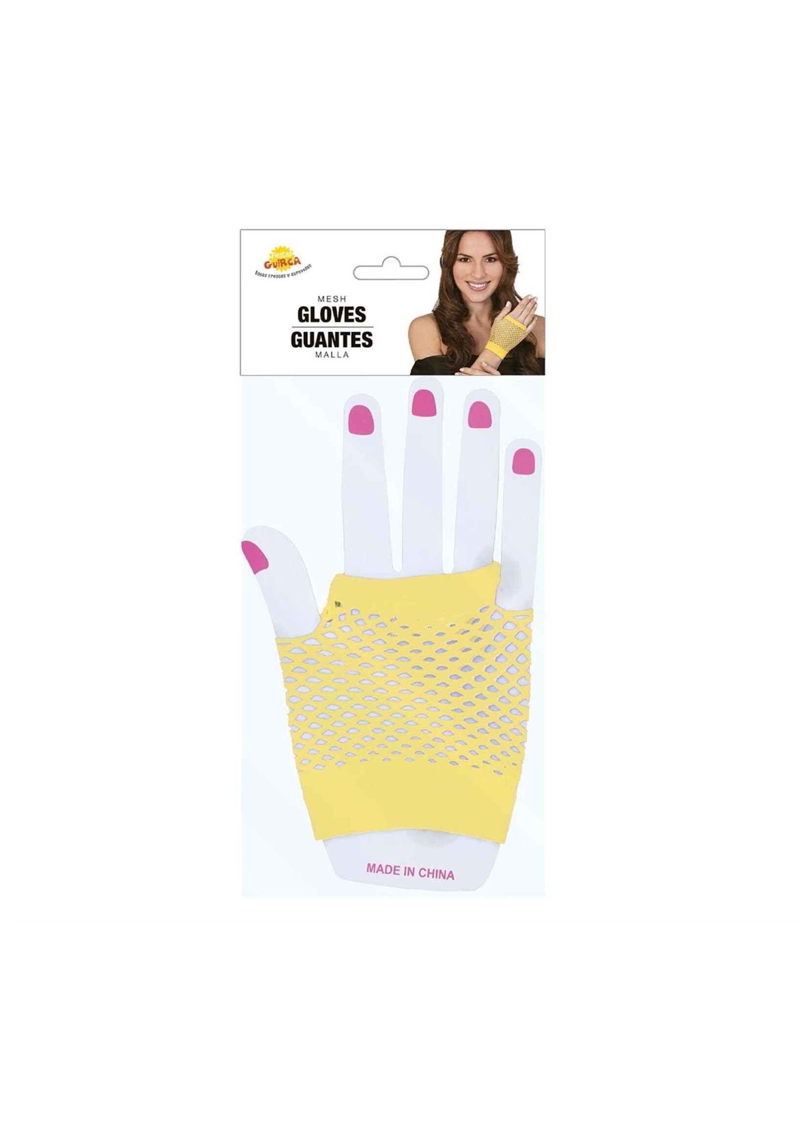 Feestkleding Breda Net handschoen geel