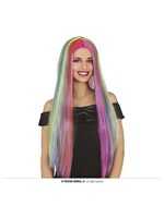 Feestkleding Breda Pruik Multicolor