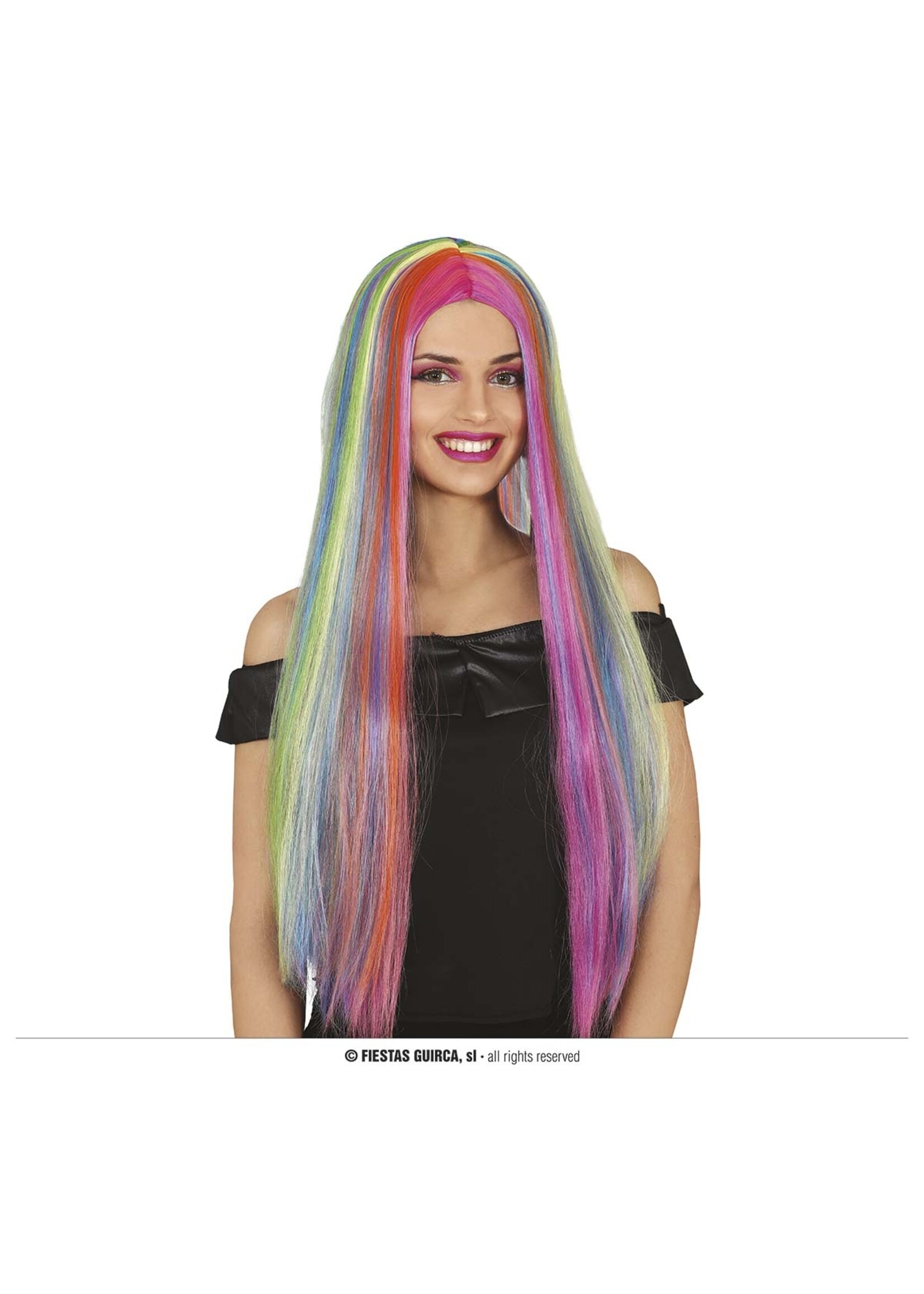 Feestkleding Breda Pruik Multicolor