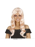 Feestkleding Breda Pruik heel licht roze golvend