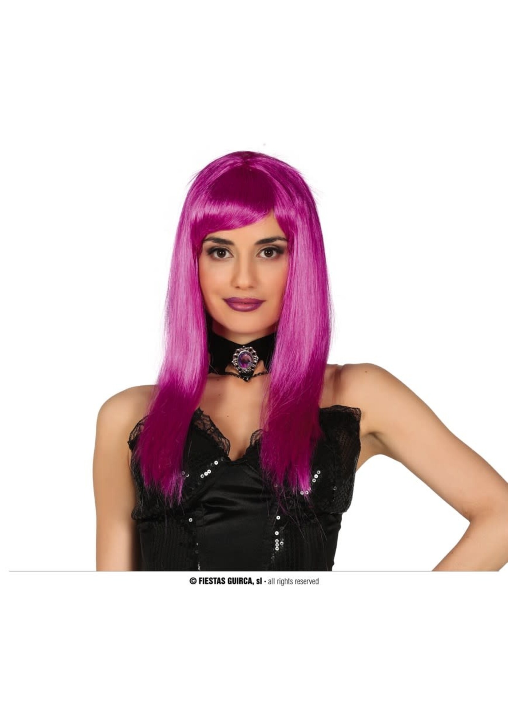 Feestkleding Breda Pruik dames paars