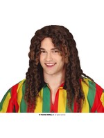 Feestkleding Breda Pruik rasta bruin haar