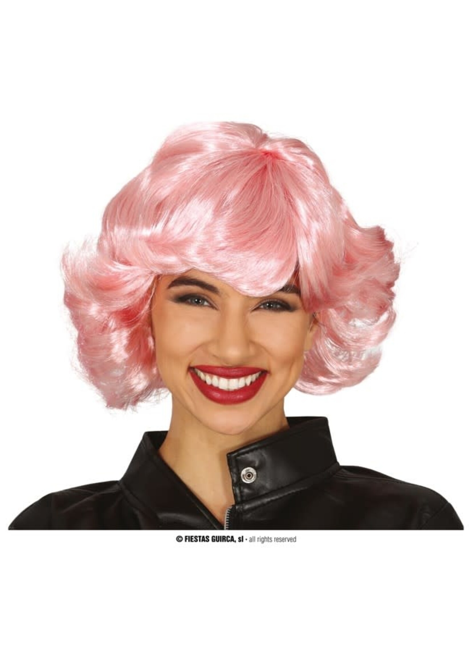 Feestkleding Breda Pruik dames roze kort haar