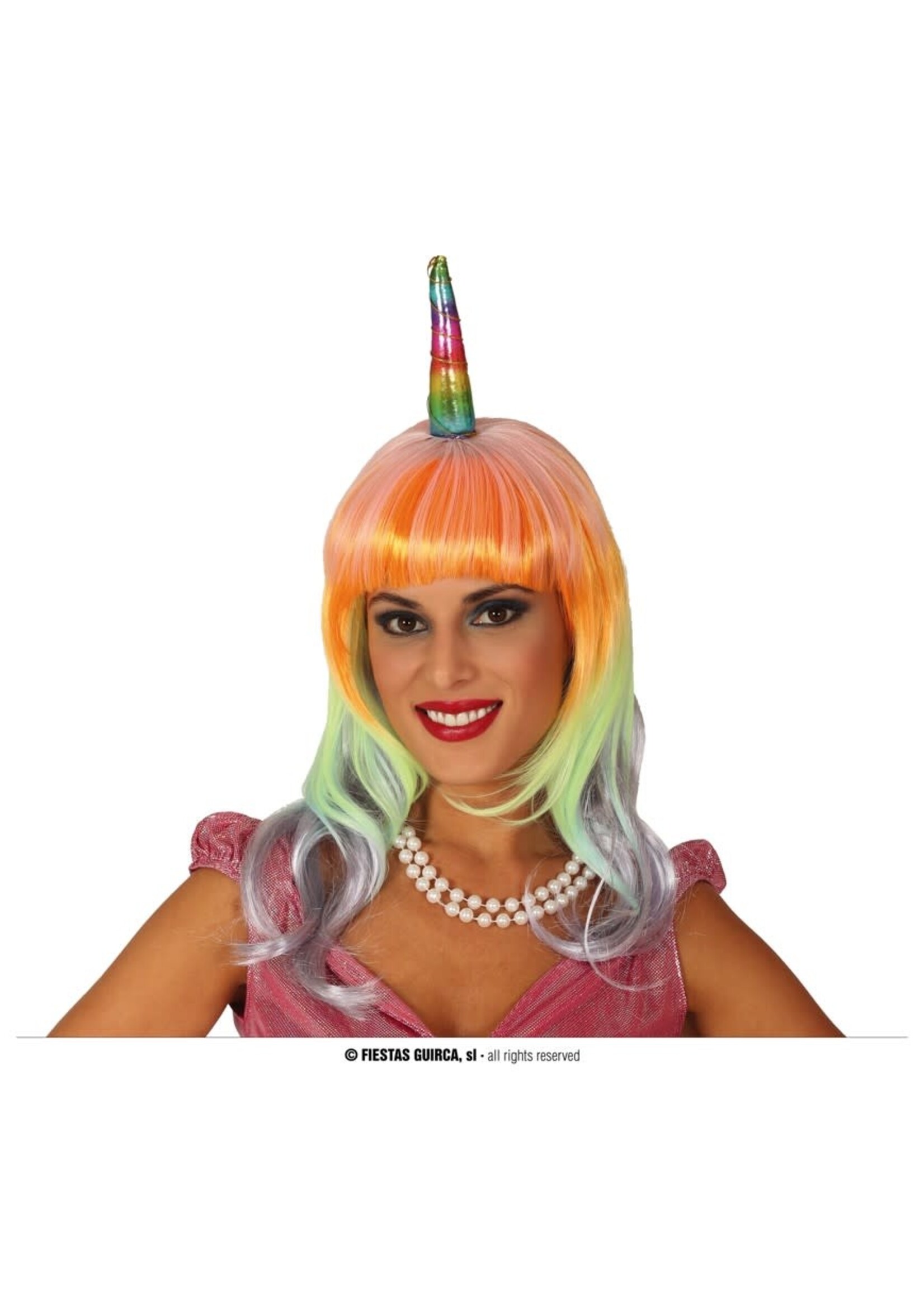 Feestkleding Breda Pruik unicorn dames