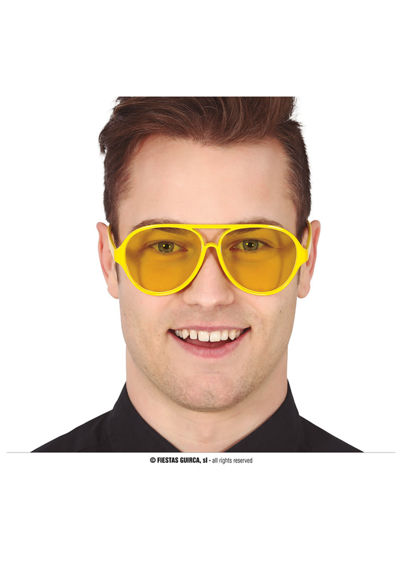 Feestkleding Breda Bril vliegtuigbril geel