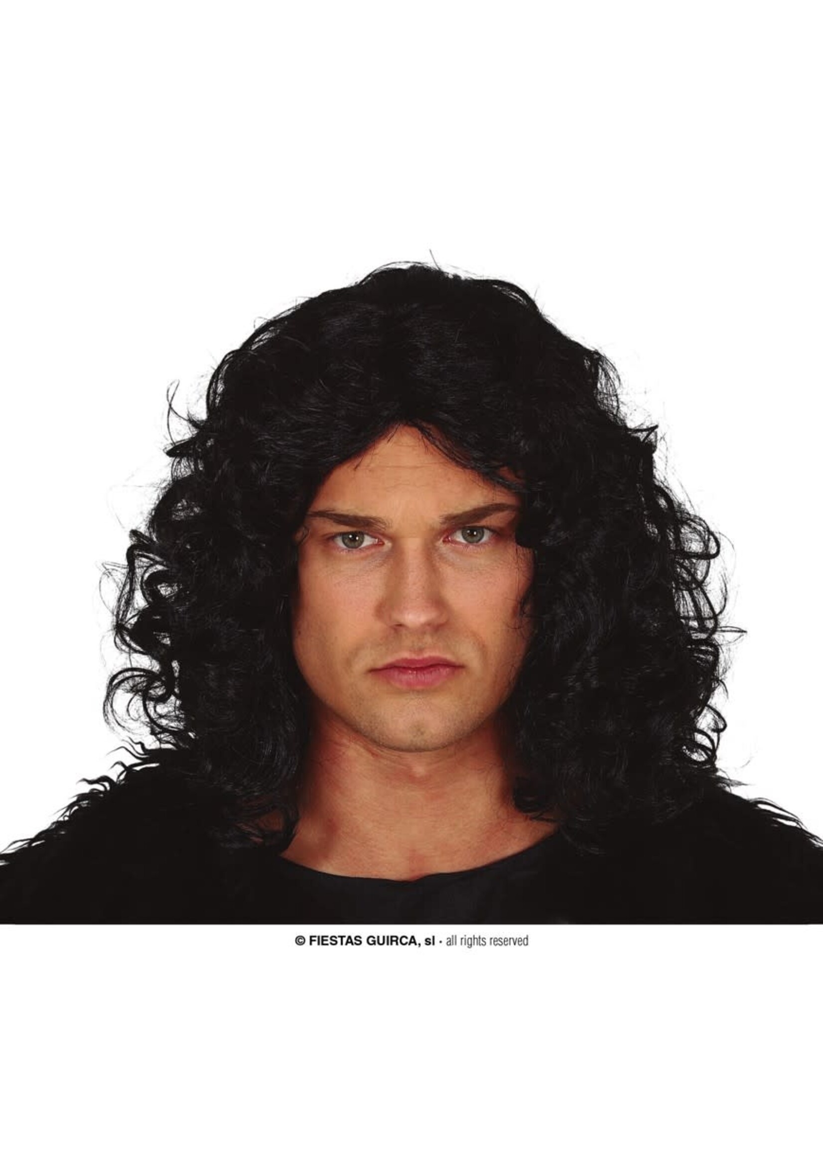 Feestkleding Breda Pruik zwart haar heer