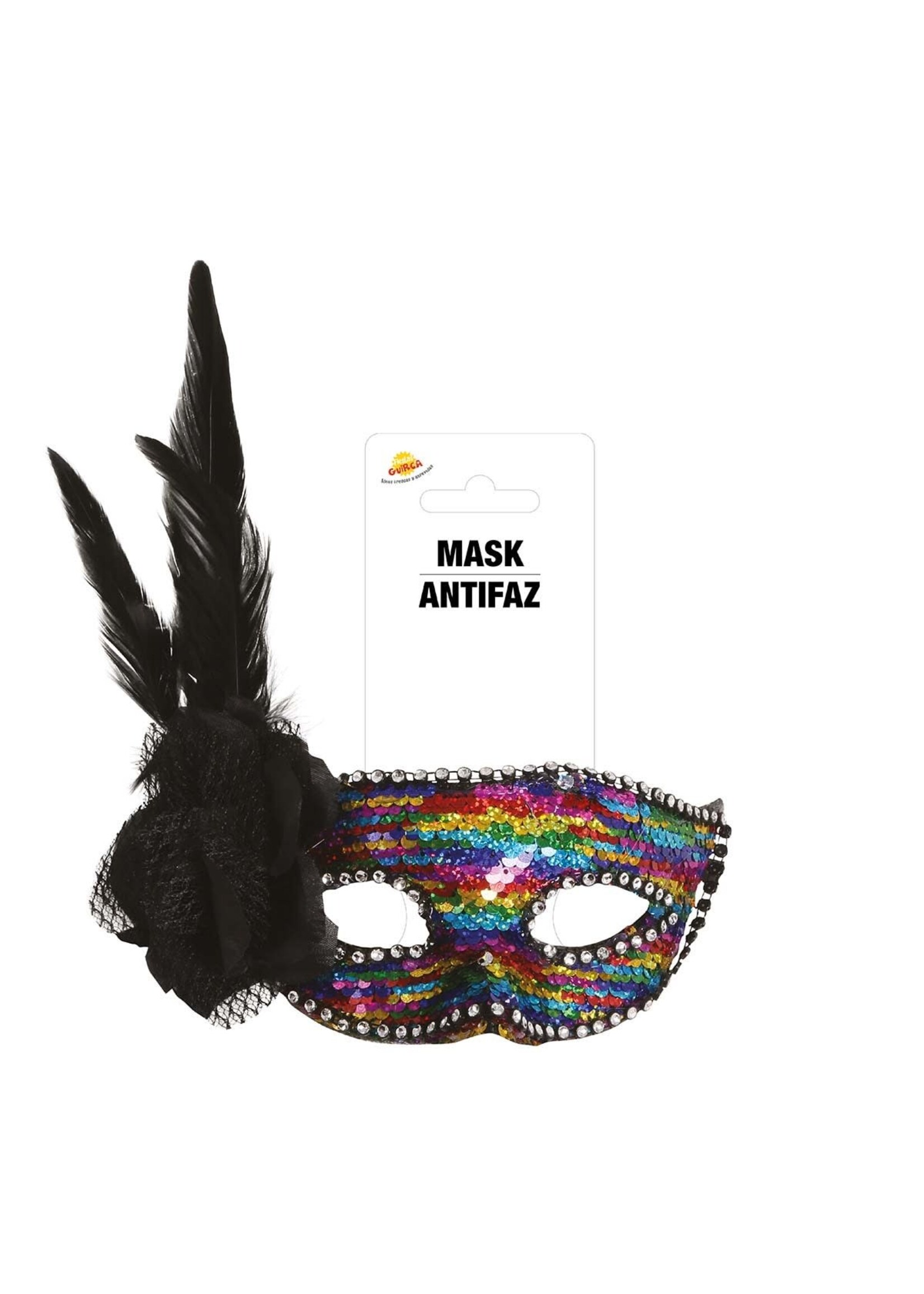 Feestkleding Breda Veelkleurige masker met veren