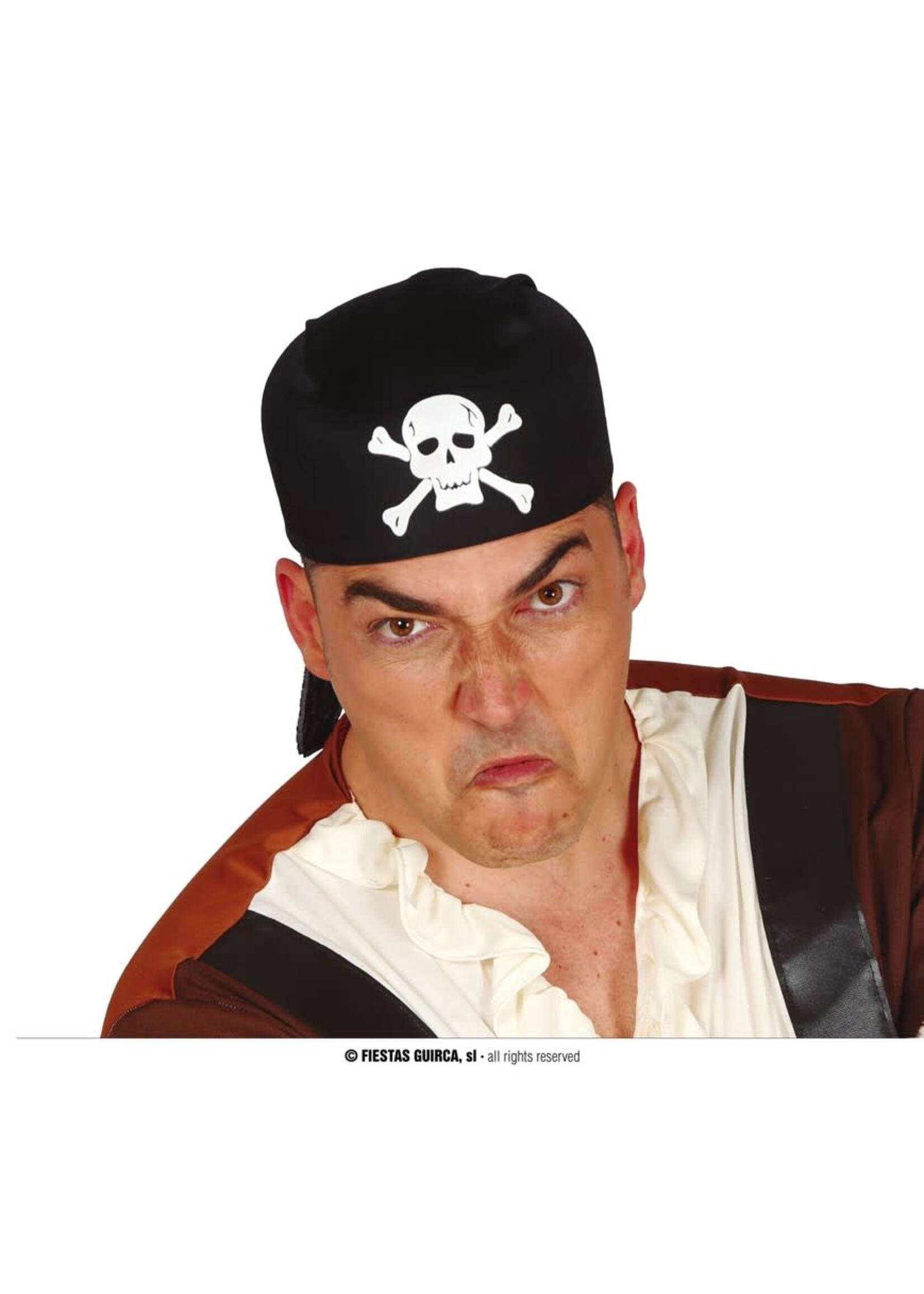 Fiestas Guirca Zwarte piratenbandana met doodskop