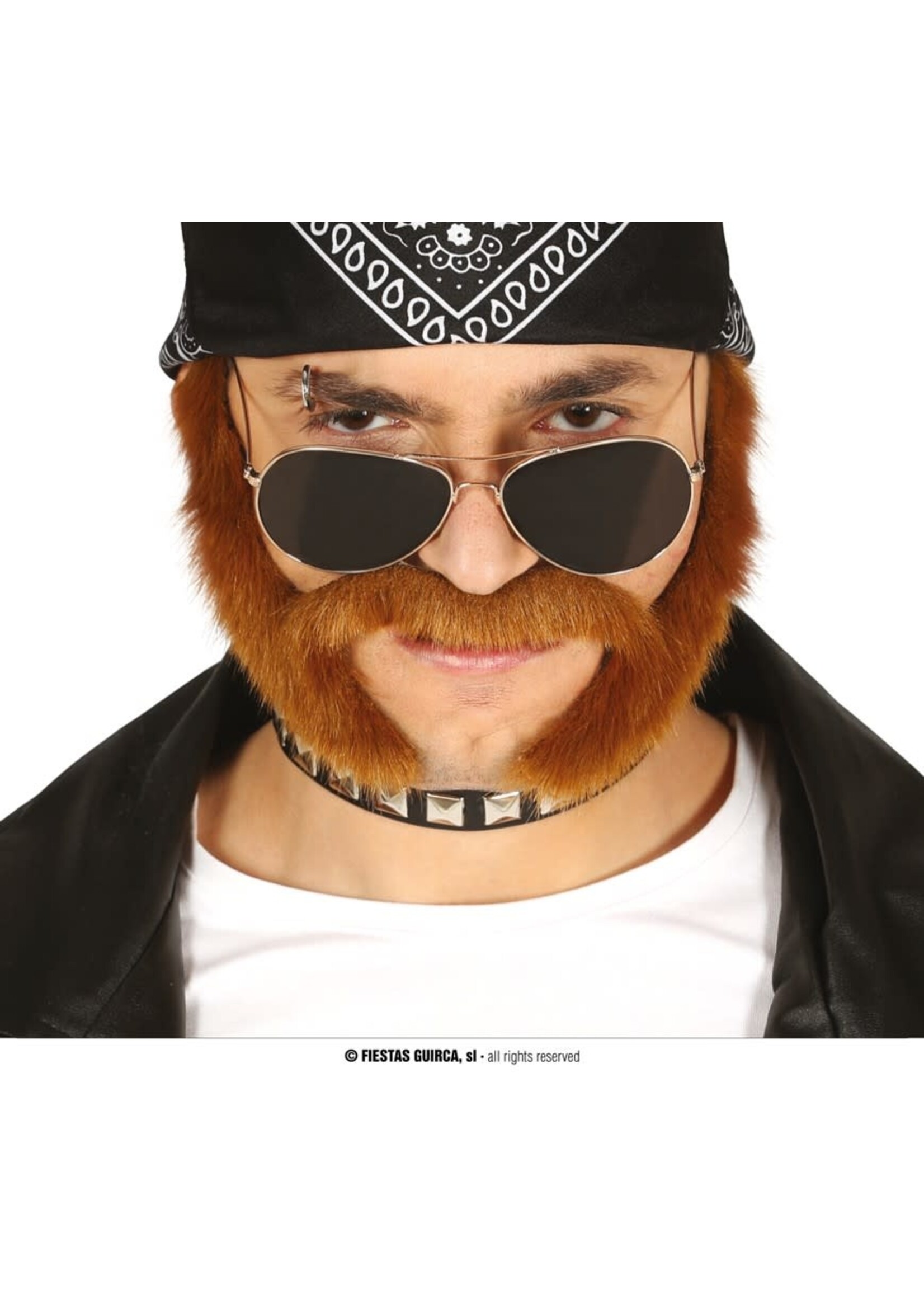 Fiestas Guirca Snor met bakkebaarden biker