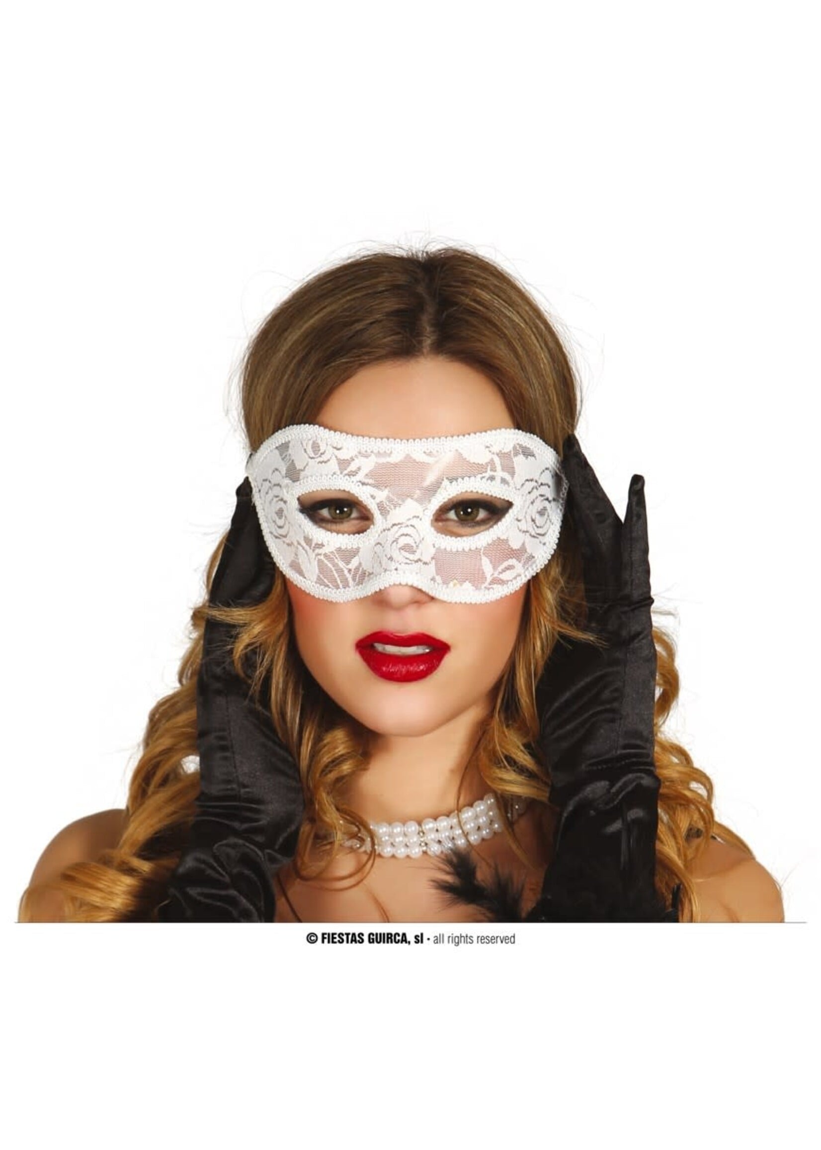 Fiestas Guirca Oogmasker wit kant