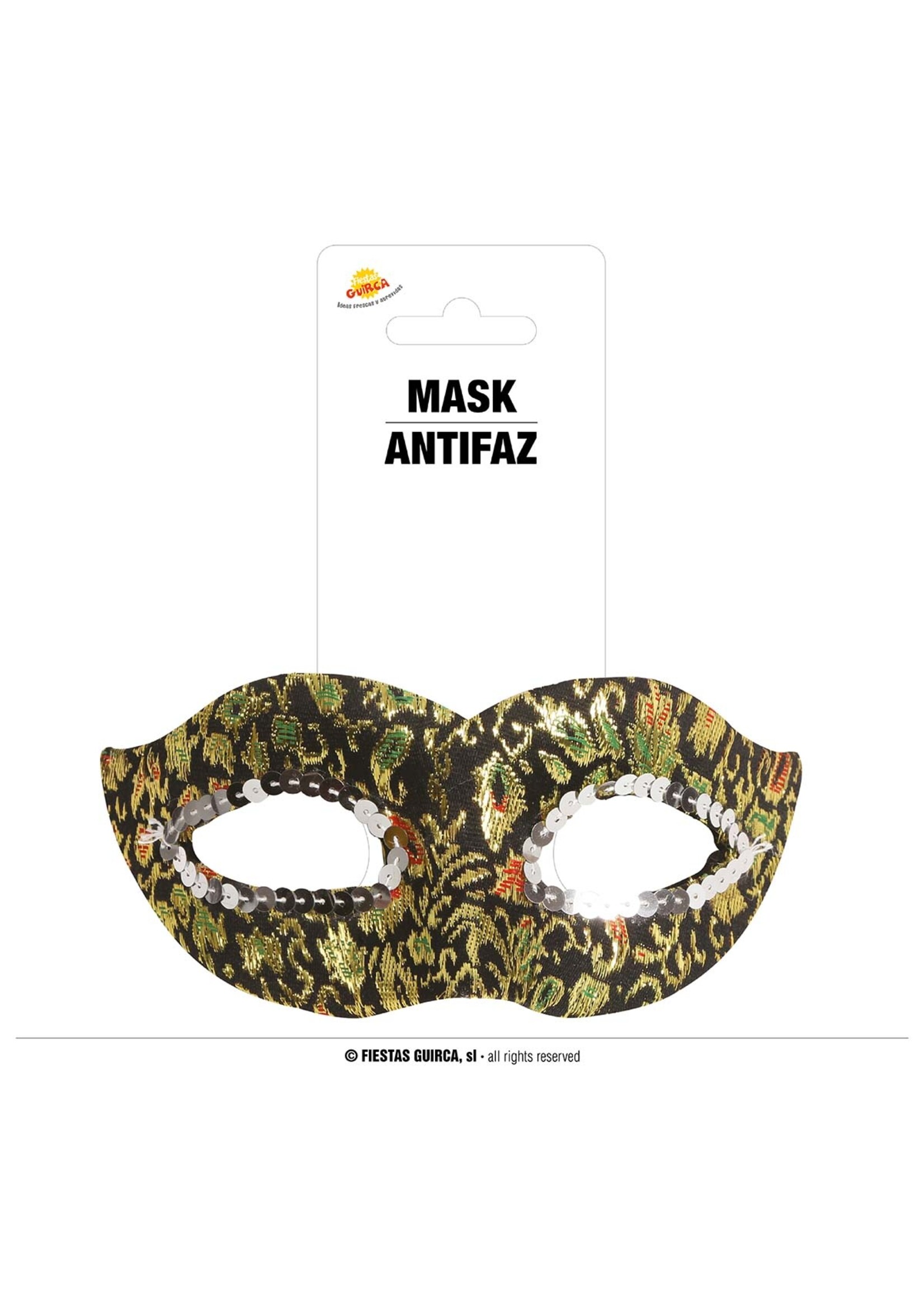Fiestas Guirca Masker Zwart Goud Fantasia