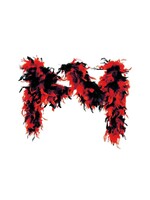Feestkleding Breda Boa gemeleerd zwart/rood 65gram 180cm lang