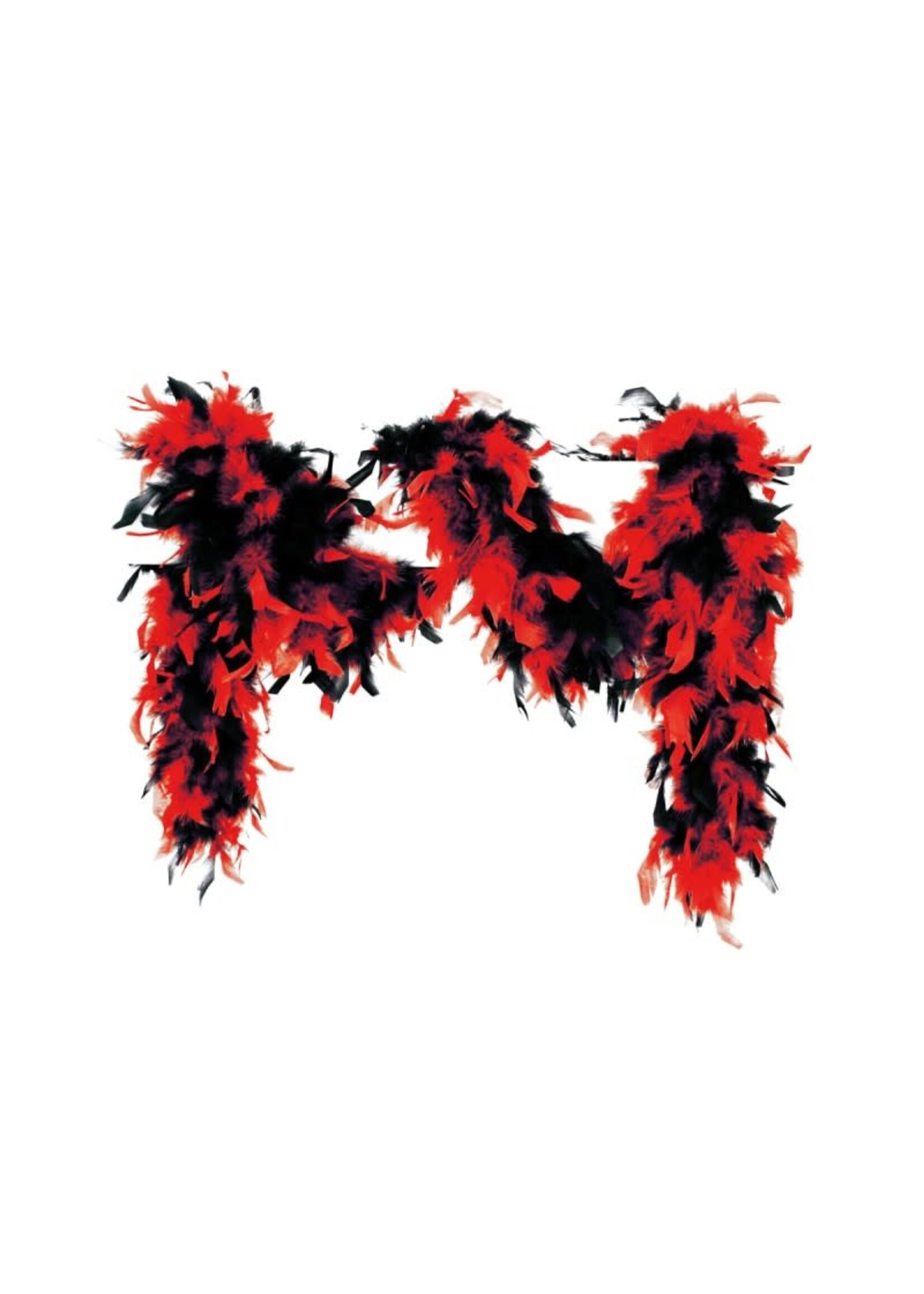 Feestkleding Breda Boa gemeleerd zwart/rood 65gram 180cm lang