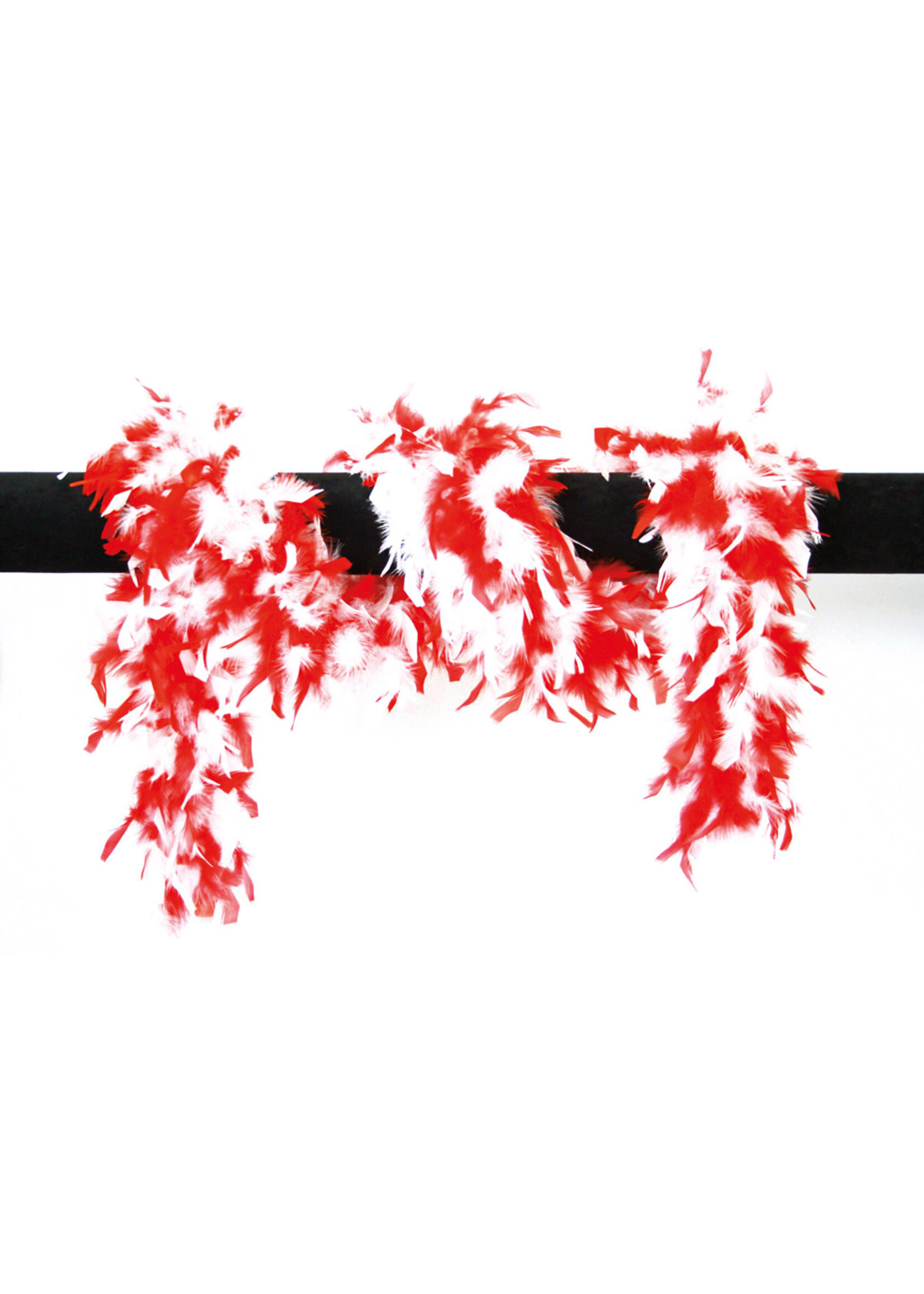 Feestkleding Breda Boa gemeleerd rood/wit 180cm lang