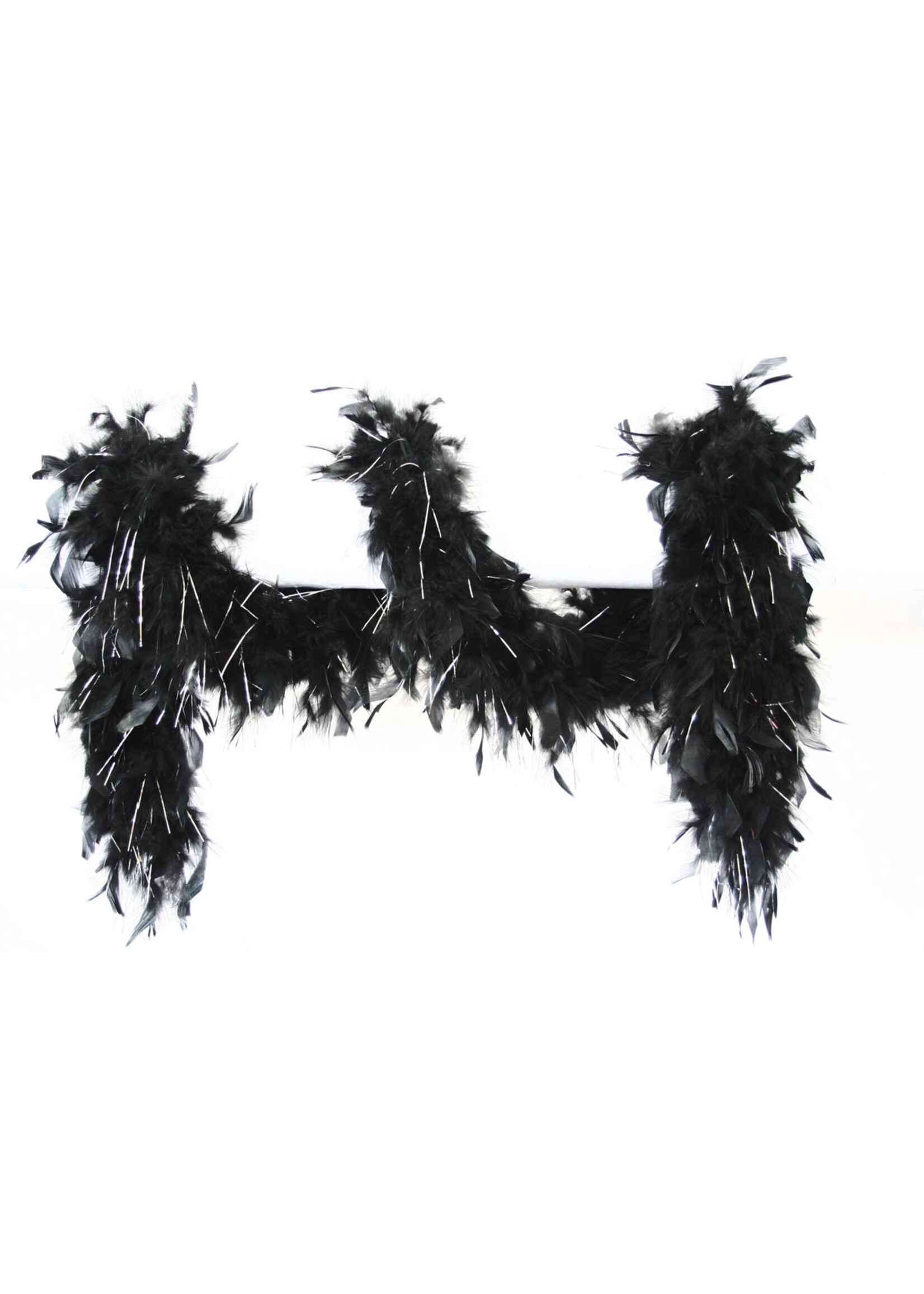 Feestkleding Breda Boa met lurex zwart/zilver 65gram 180cm lang