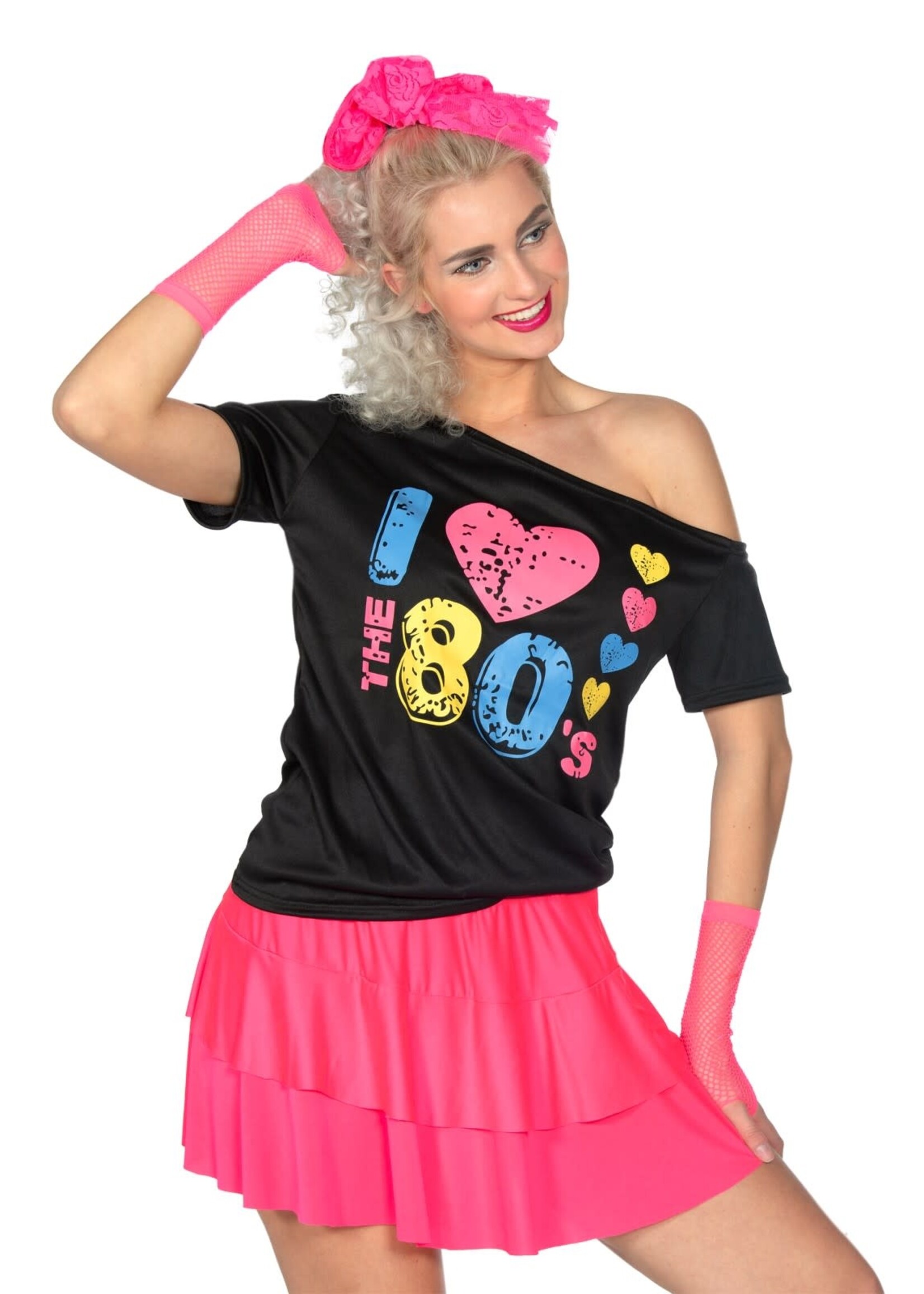 Feestkleding Breda Shirt I love the 80's zwart