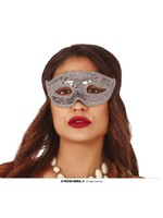 Fiestas Guirca Oogmasker zilveren pailletten