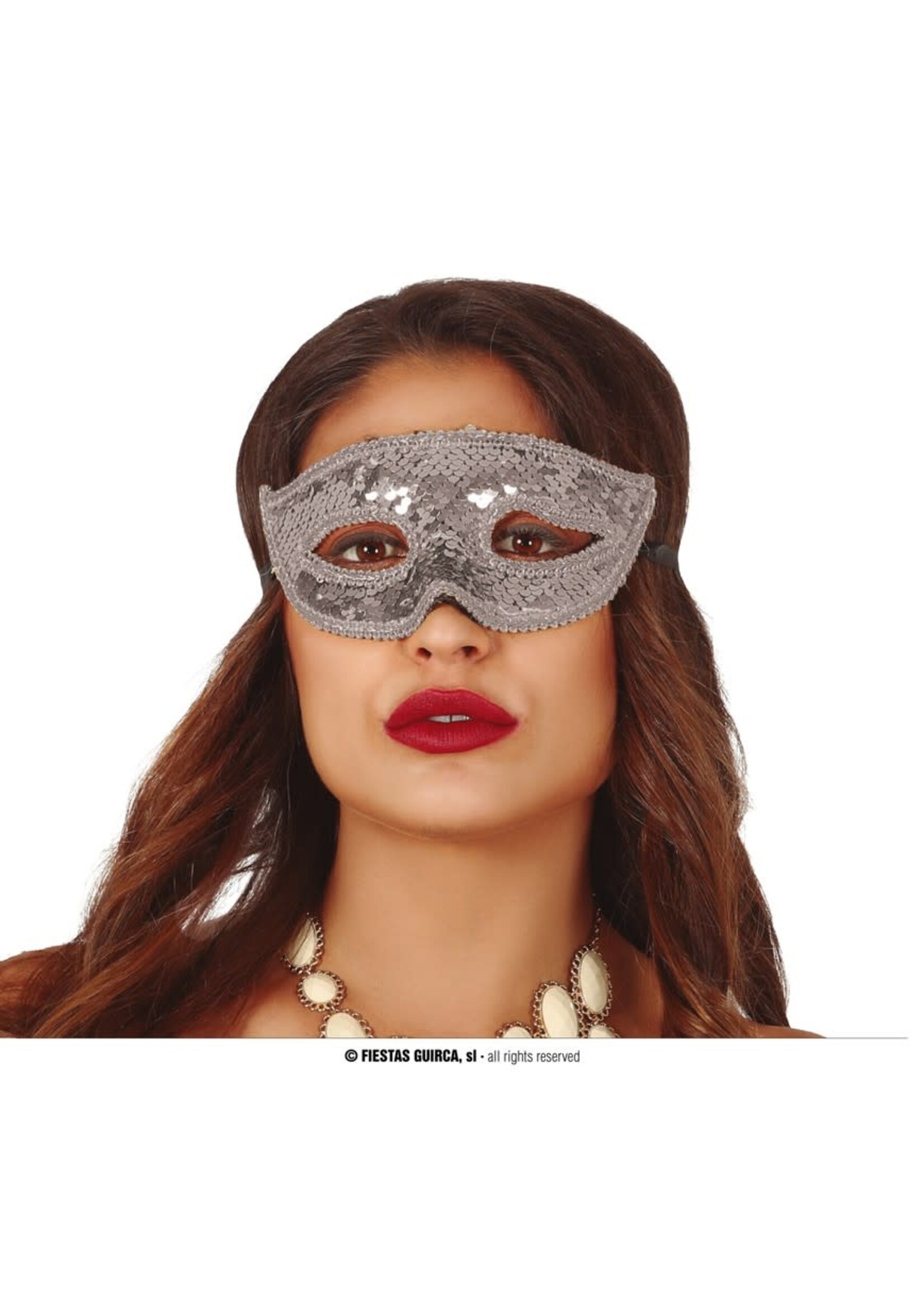 Fiestas Guirca Oogmasker zilveren pailletten