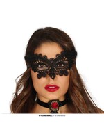 Feestkleding Breda Masker zwart kant