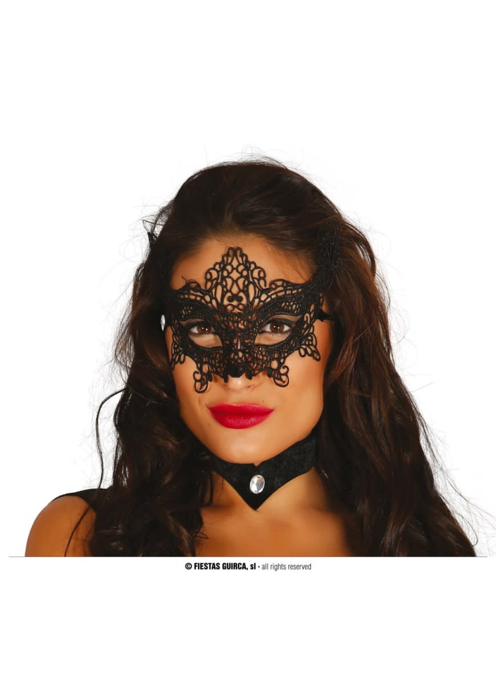 Feestkleding Breda Masker zwart kant