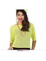 Feestkleding Breda T-shirt visnet neon geel maat L