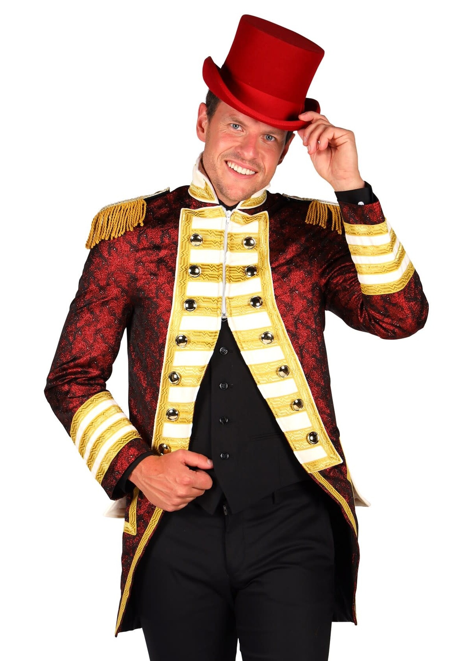 Feestkleding Breda Herenjas ''Nelson brocaat'' Rood