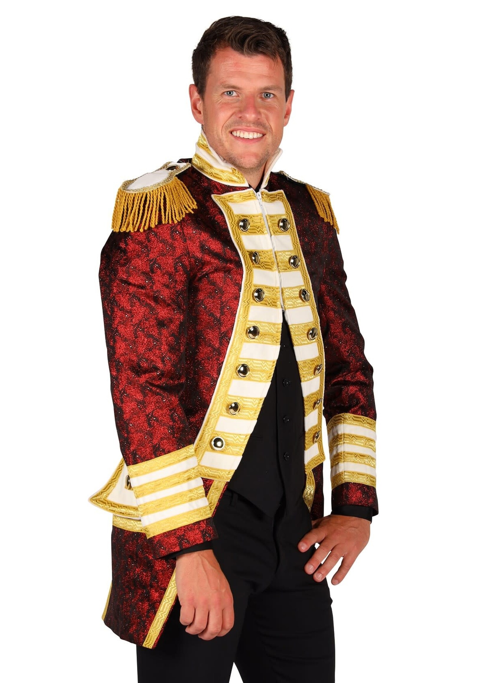 Feestkleding Breda Herenjas ''Nelson brocaat'' Rood