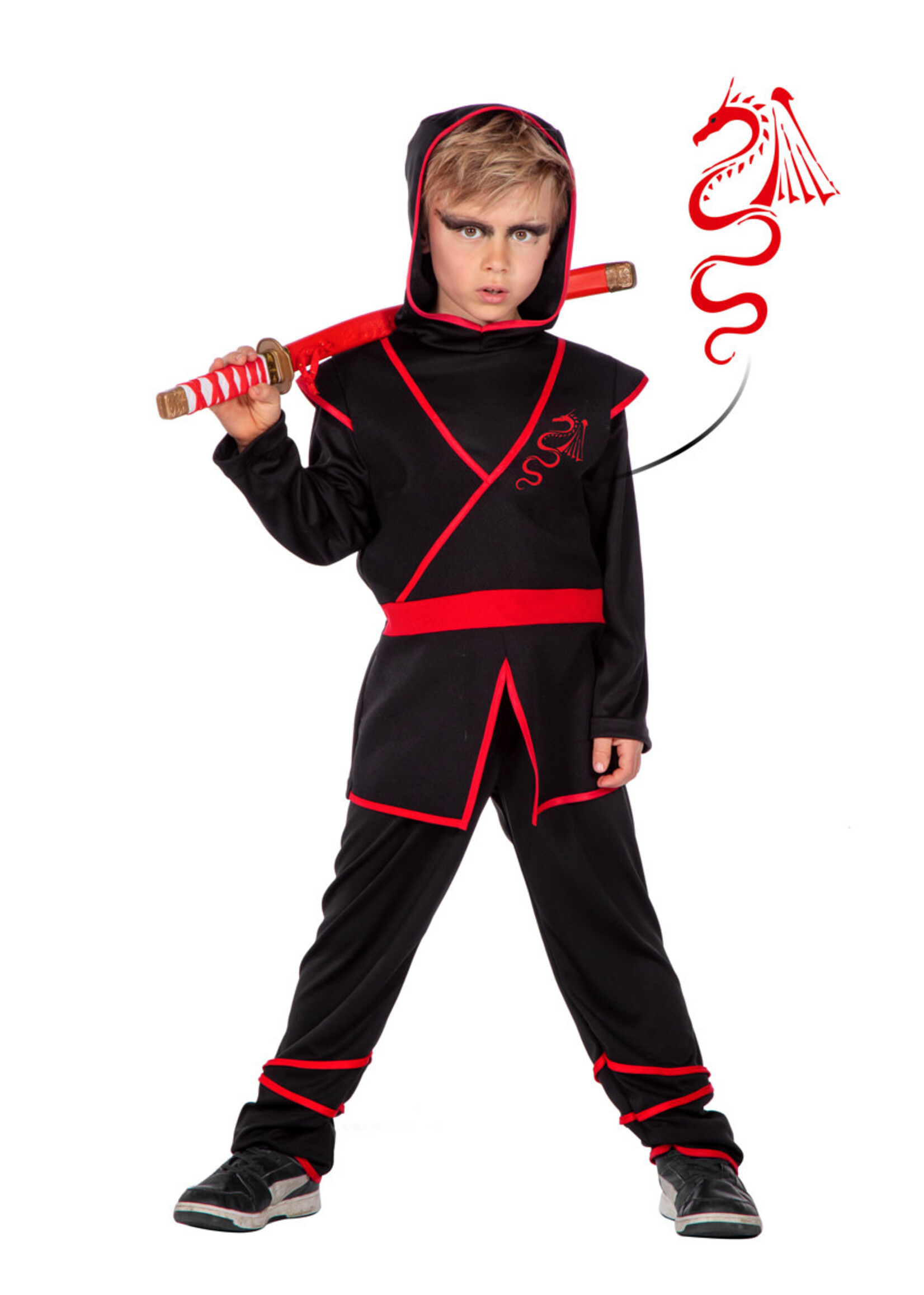 Feestkleding Breda Ninja zwart/rood