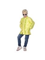 Feestkleding Breda Ruches Blouse satin Neon Geel