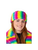 Feestkleding Breda Hoofdband pluche regenboogkleuren streep