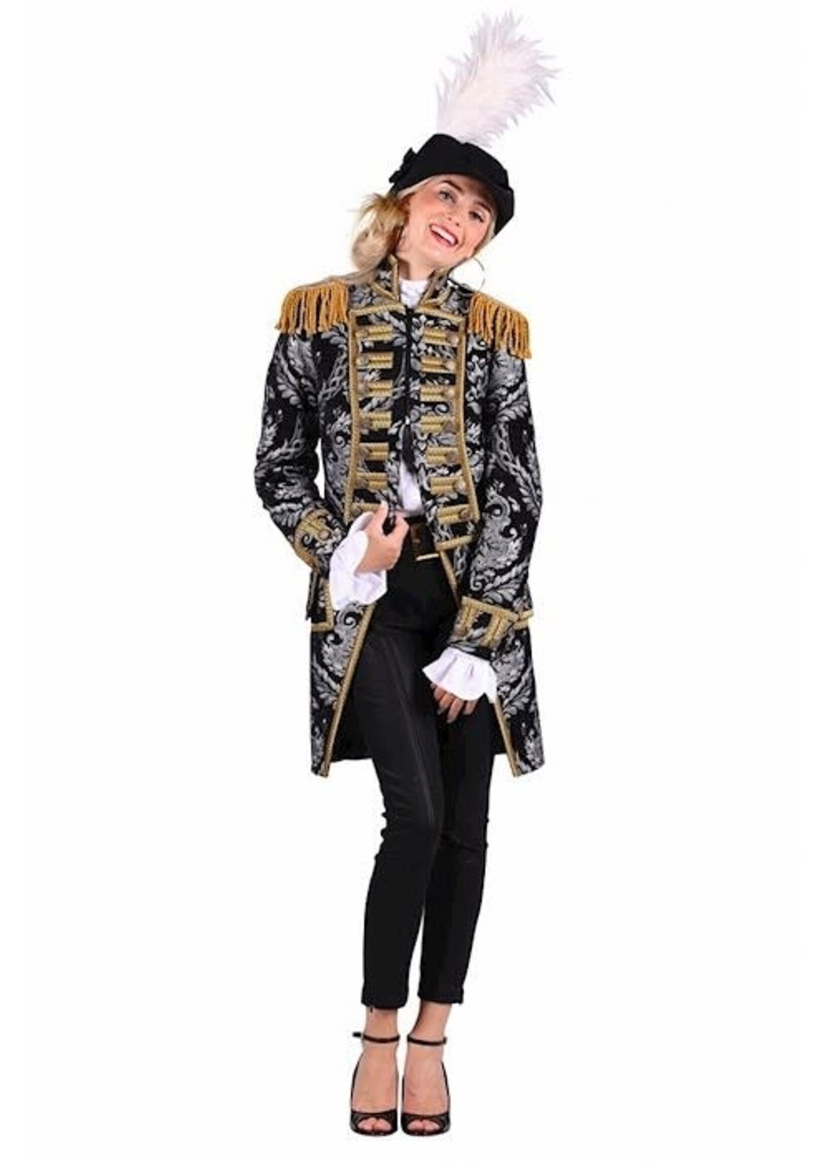 Thetru Jas dame Nelson brocaat, zwart-zilver