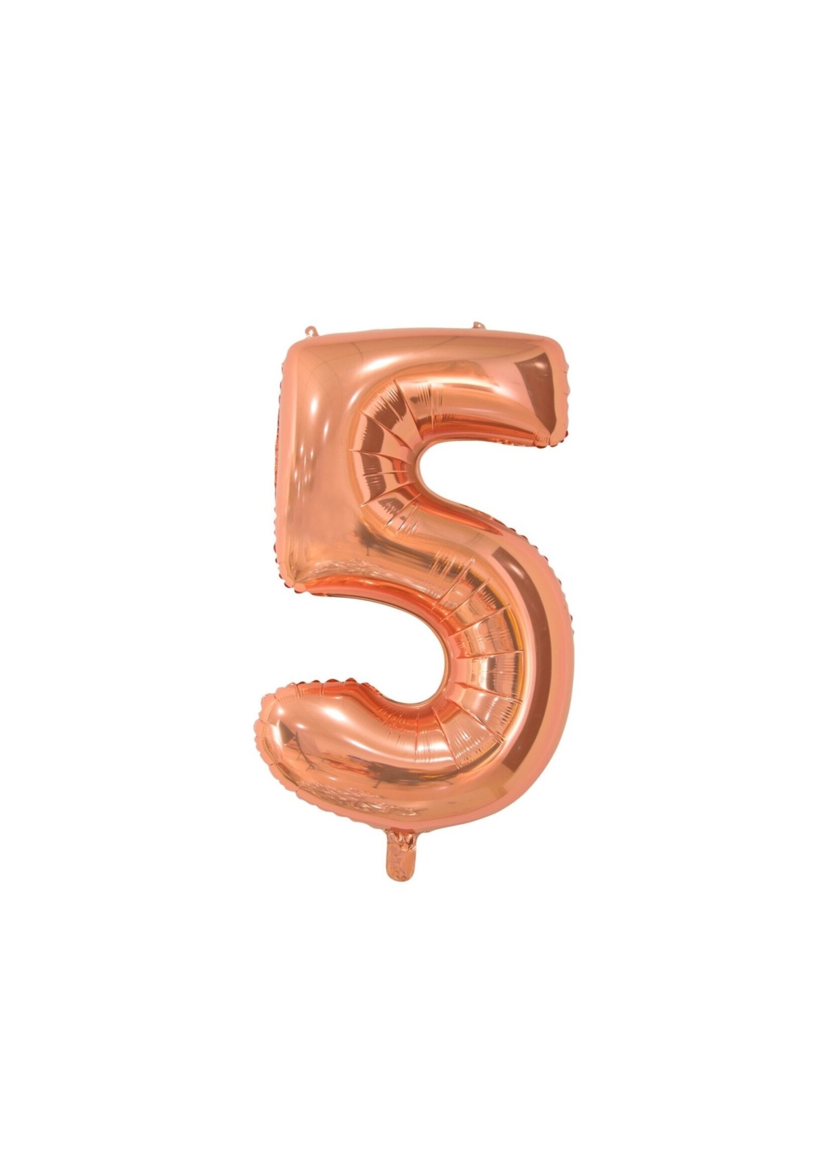 Feestkleding Breda Folie ballon cijfer 5 rose gold 66 cm