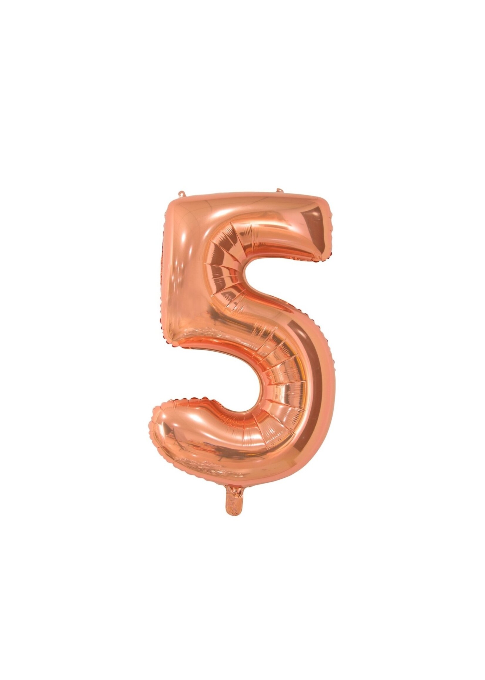 Feestkleding Breda Folie ballon cijfer 5 rose goud 66cm