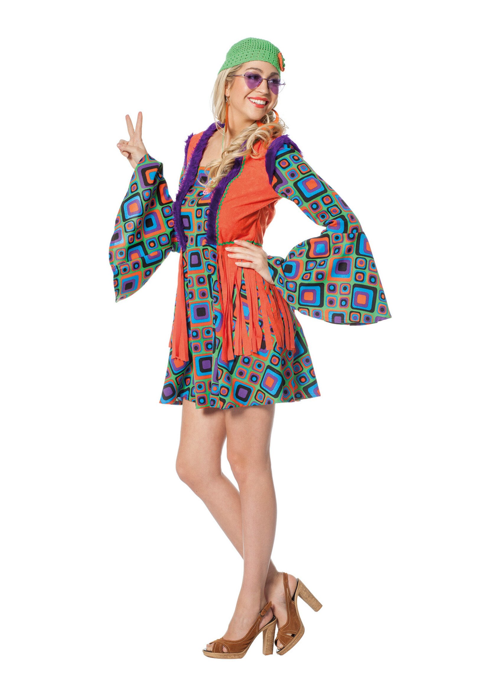 Feestkleding Breda Hippie Oranje dames kort