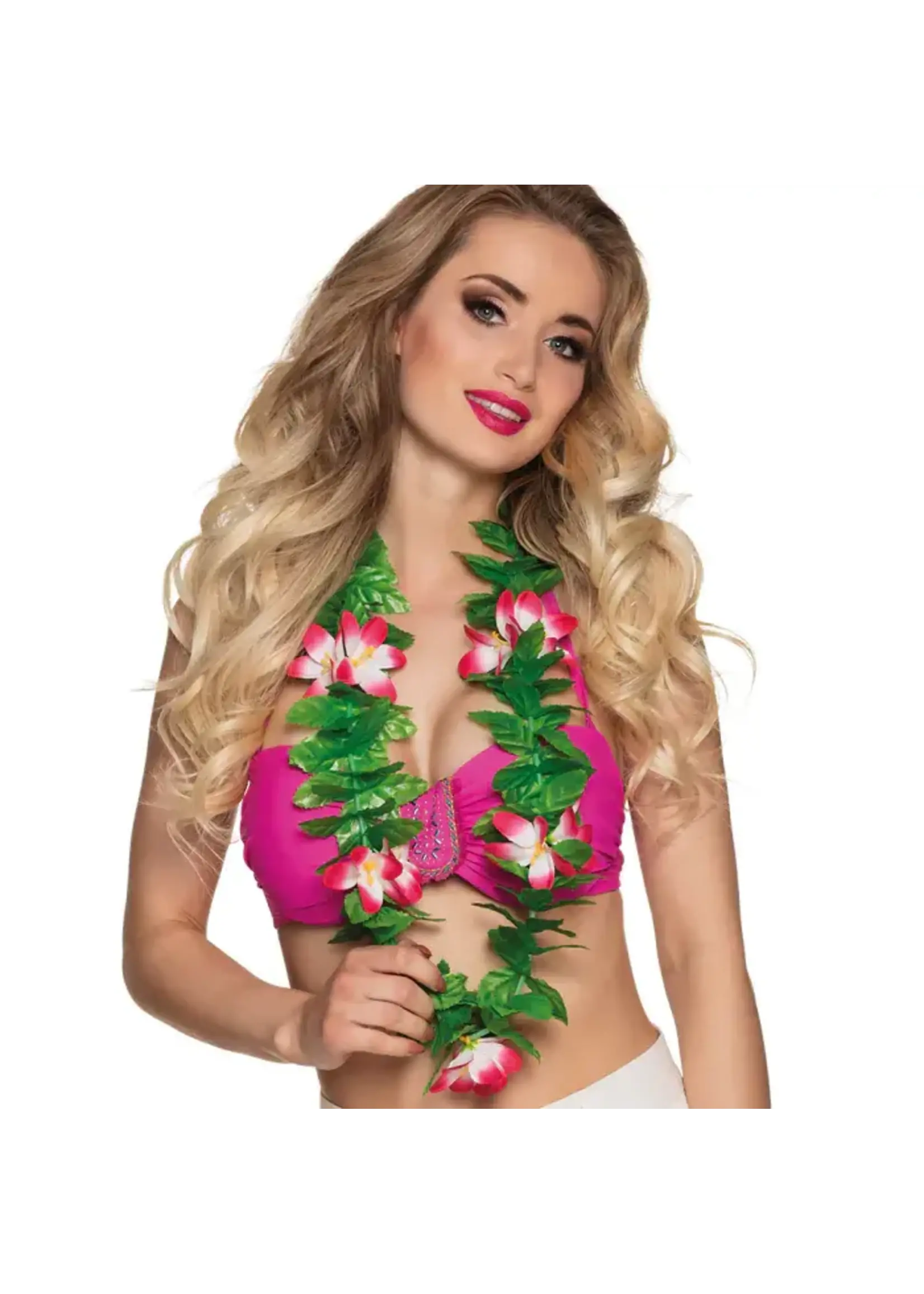 Feestkleding Breda Hawaii krans roze