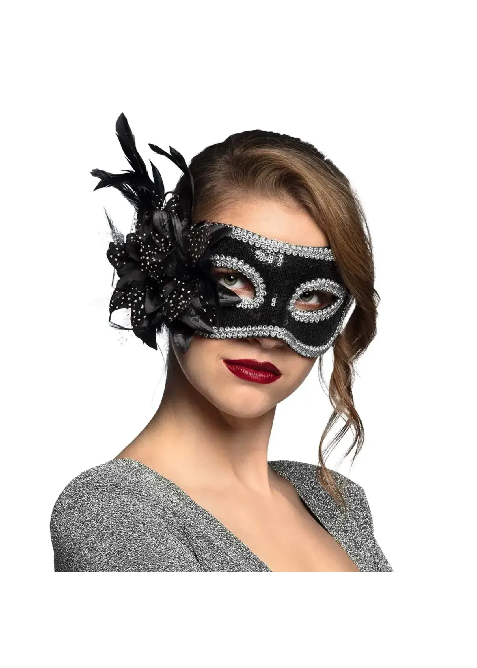 Feestkleding Breda Oogmasker venice flore zwart