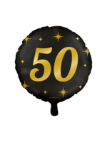 Feestkleding Breda Folie ballon 50 zwart/goud